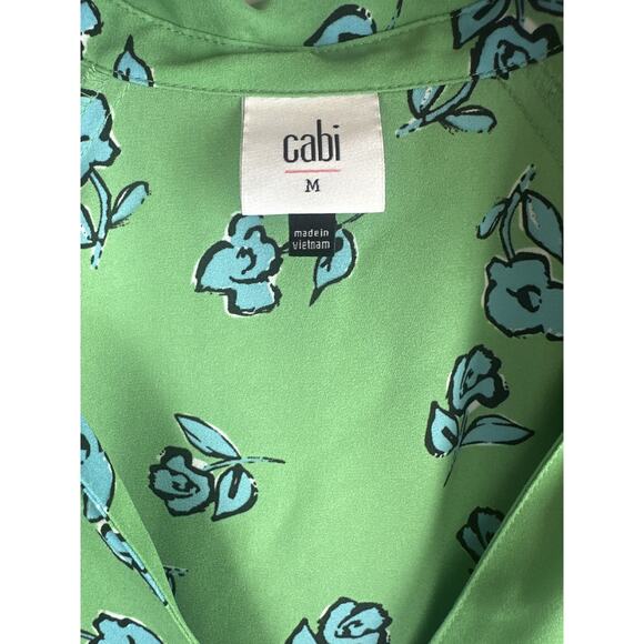 Cabi Kelly Green Floral Blouse Go to Top 3/4 sleeve V-Neck #5891 Women's Medium - Picture 5 of 9